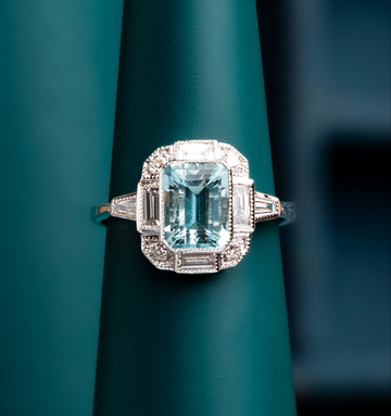 Art Deco Style Aquamarine Ring