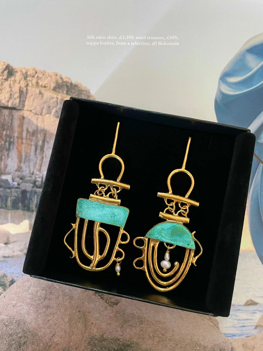 The Gia Vase Green Earrings