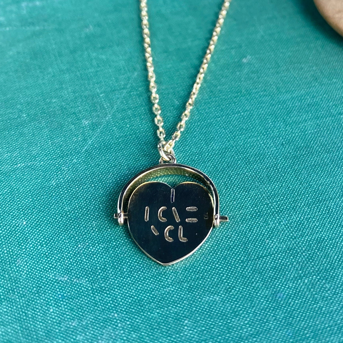 9ct Heart 'I Love You' Spinner Charm on Trace Chain