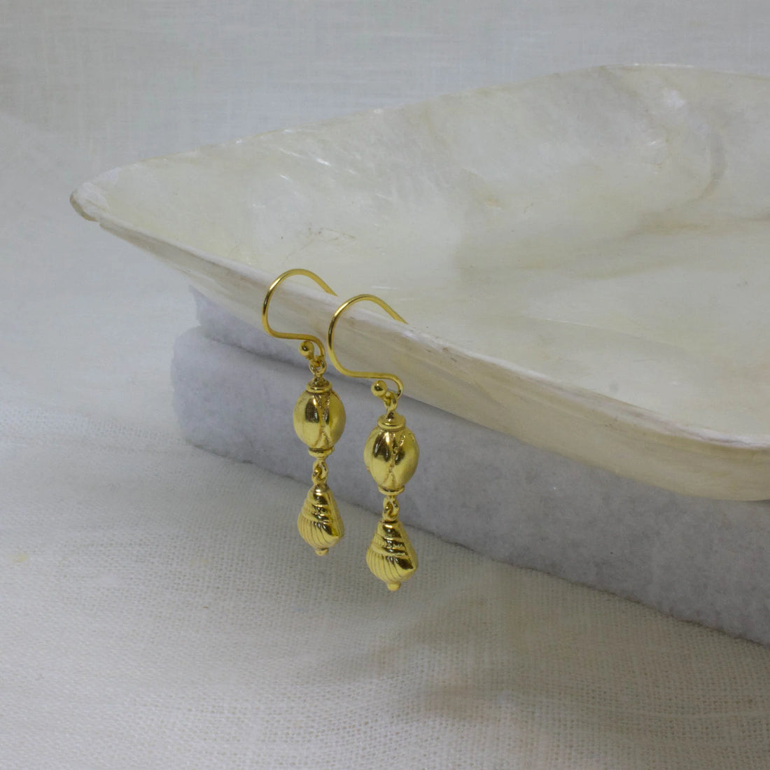 Gold Vermeil Seashell Drop Earrings