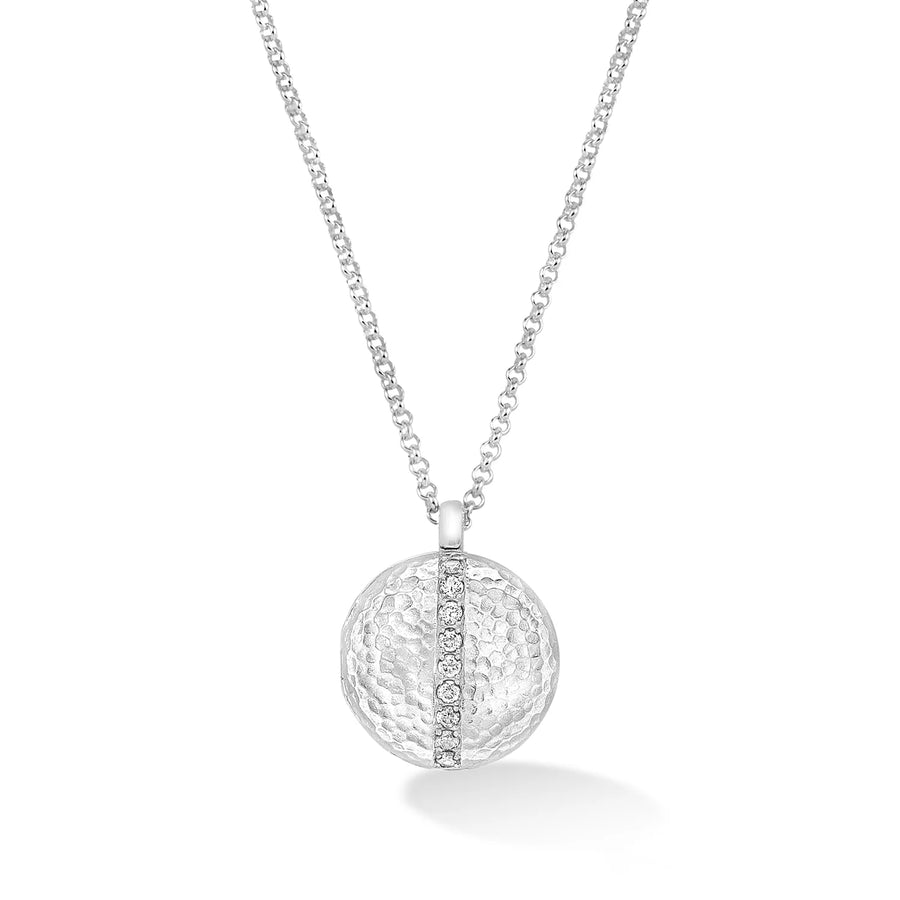 Large Silver White Sapphire Round Lumiere Locket