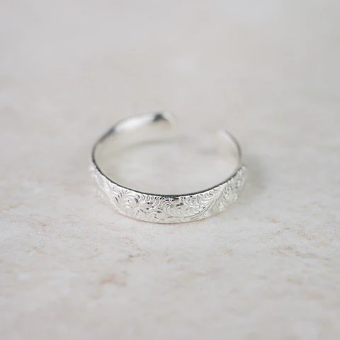 Sterling Silver Lace Textured Toe Ring