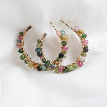 Multicoloured Tourmaline Hoops