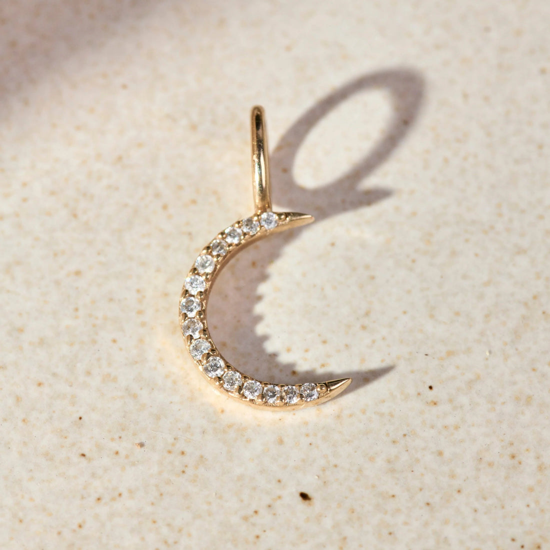 Mini Diamond Moon Pendant 9ct Gold