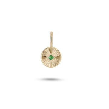 Mini Emerald Coin Pendant 9ct Gold