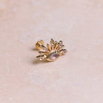 Moonstone & White Sapphire Sunburst Flat Back Earring 9ct Gold