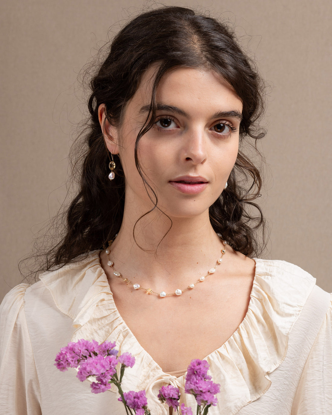 Lueur no. 14-9ct Faceted Citrine and Pearl Necklace