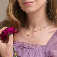 Jardin no. 29- 9ct Dainty Tourmaline Flower Pendant Necklace