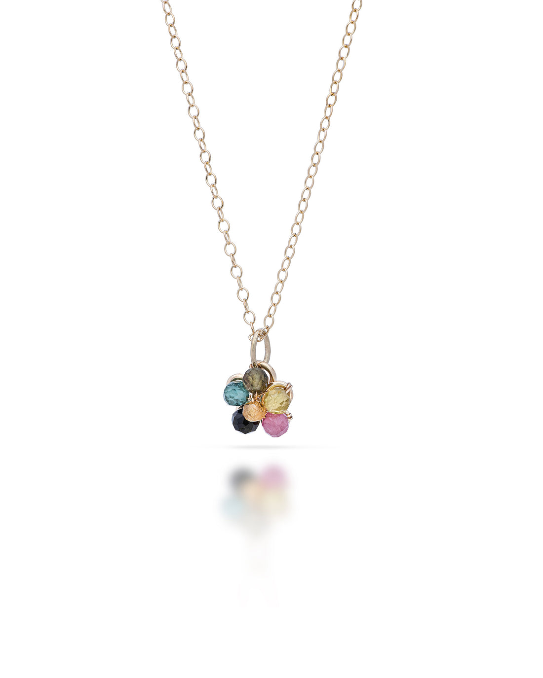 Jardin no. 29- 9ct Dainty Tourmaline Flower Pendant Necklace
