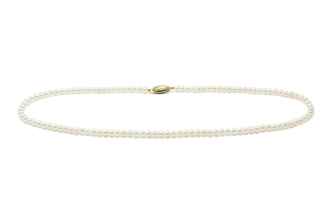 9ct Yellow Gold 2-2.5mm Cultured Fresh Water Pearl Necklace with Safety Hook Clasp