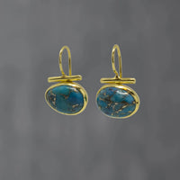 Gold Vermeil Turquoise T Bar Drop Earrings