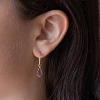 Gold Vermeil Hoops with Pink Quartz Kite Charm
