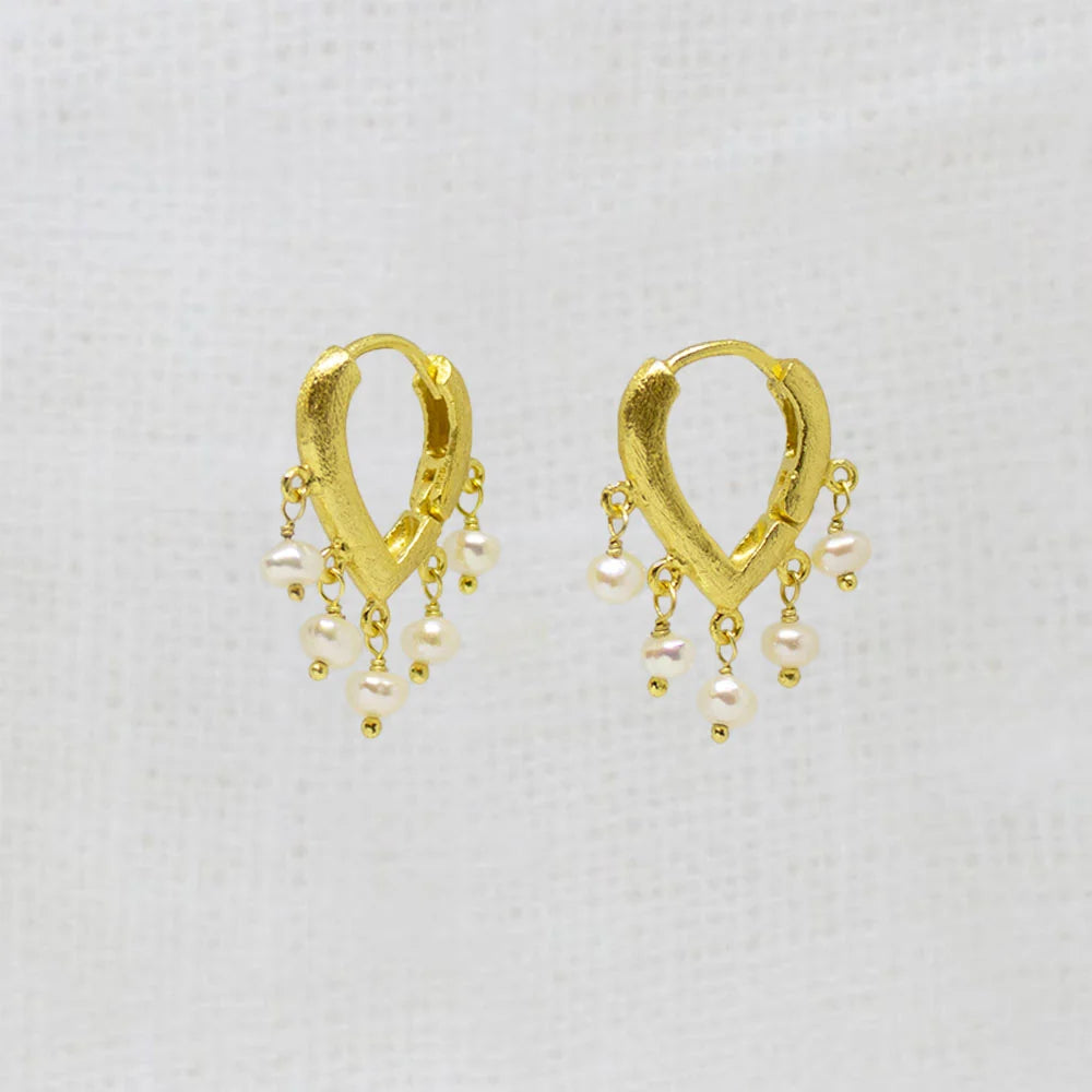 Brushed Gold Vermeil Pearl Teadrop Earrings