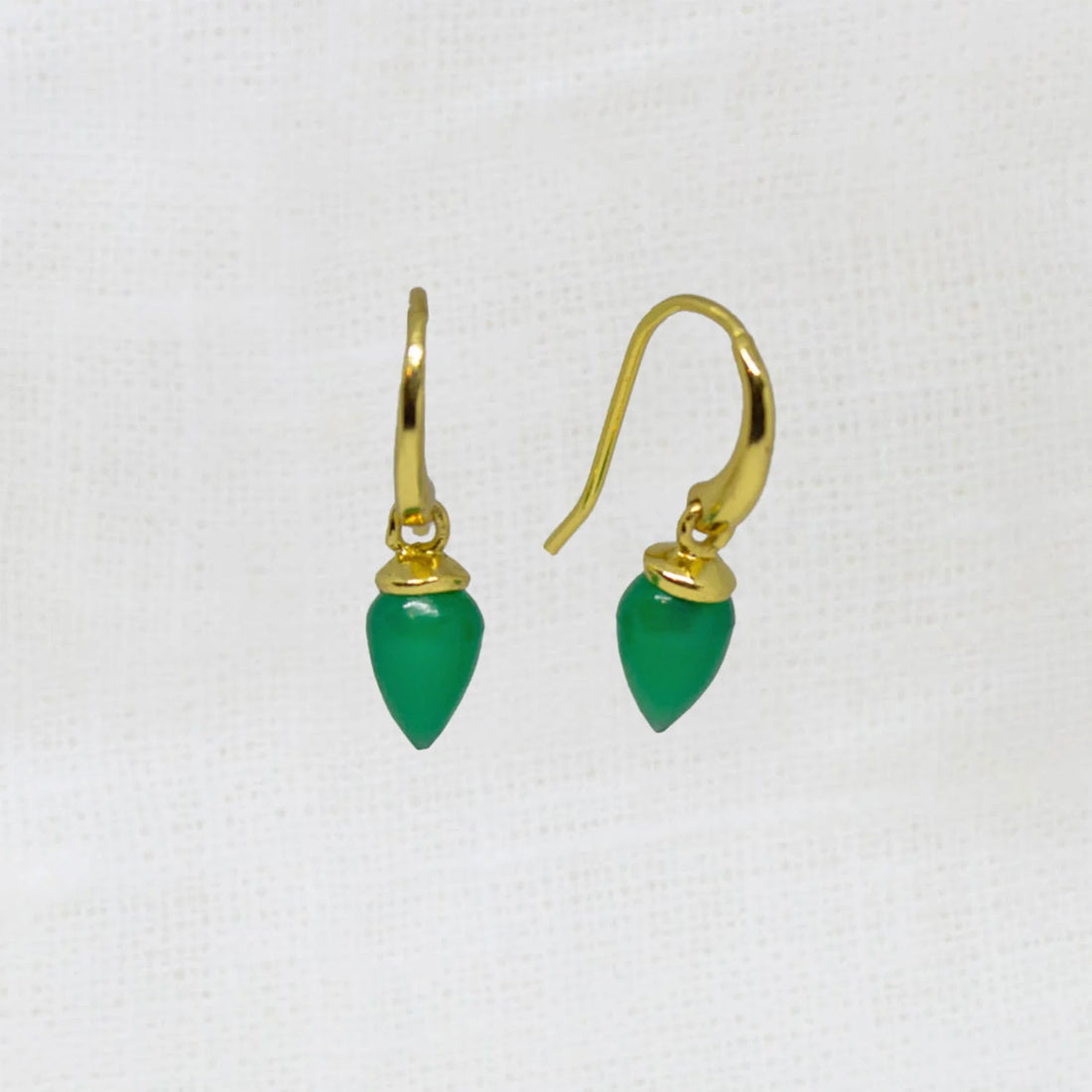 Gold Vermeil Green Onyx Droplet Earrings