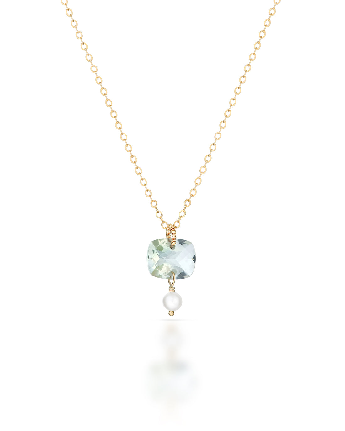 Heritage no 7- 9ct Green Amethyst and Pearl Pendant