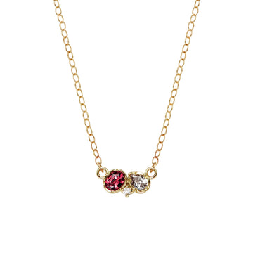 14ct Spinel & Diamond Three Stone Necklace