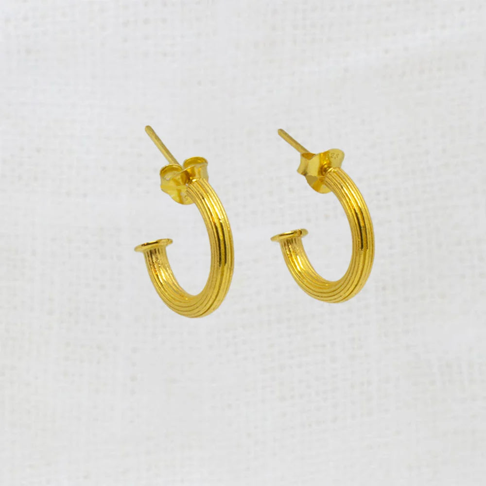 Gold Vermeil Ridged Hoop Earrings