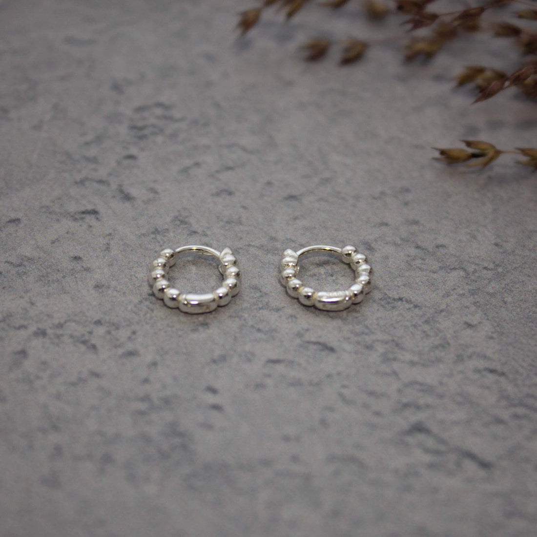 Silver Dotty Huggie Hoop Earrings