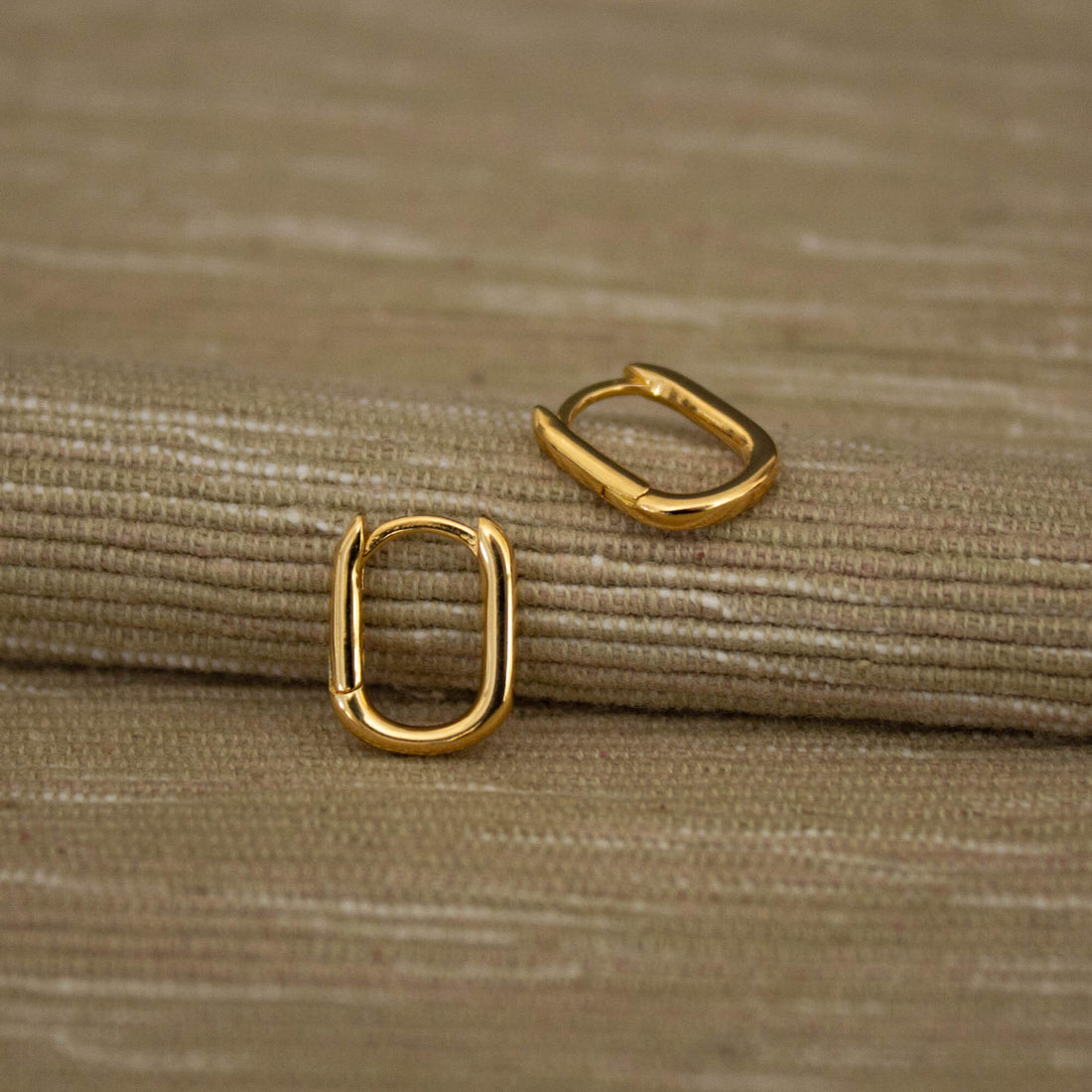 Gold Vermeil Oval Huggie Hoop