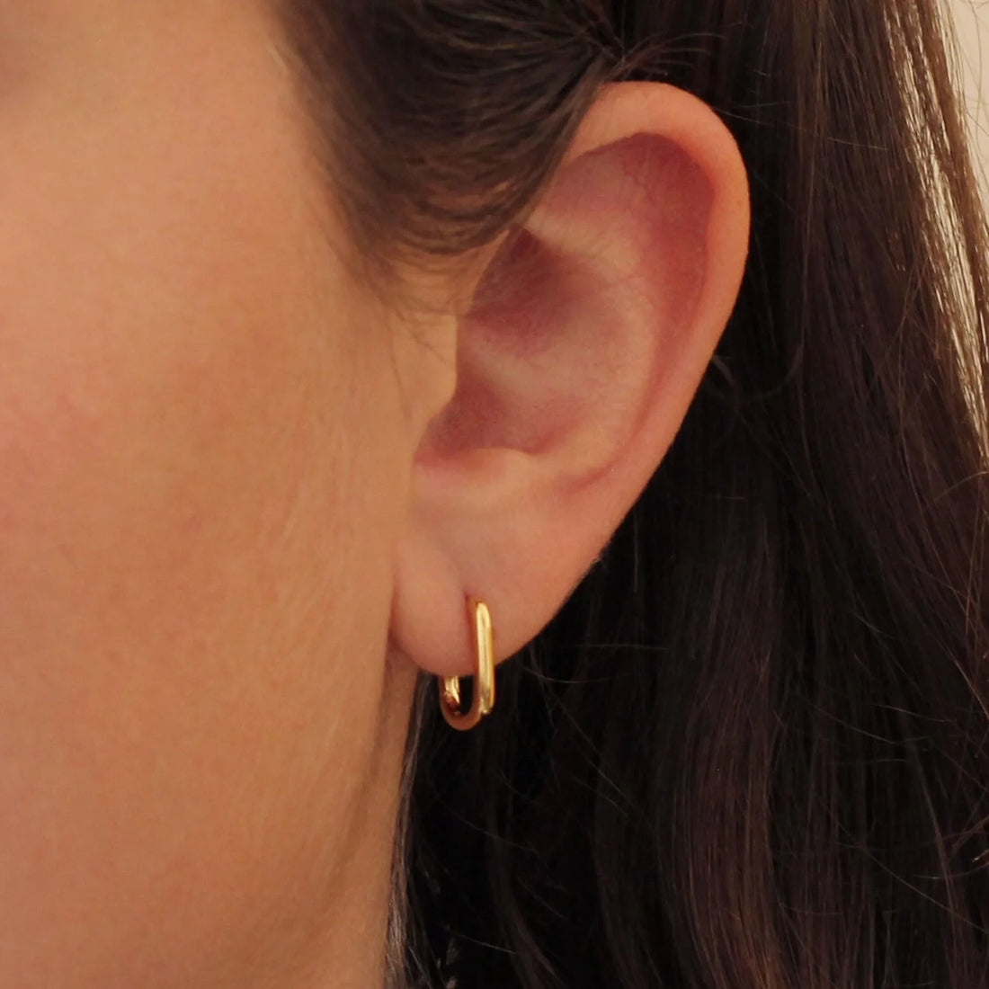 Gold Vermeil Oval Huggie Hoop