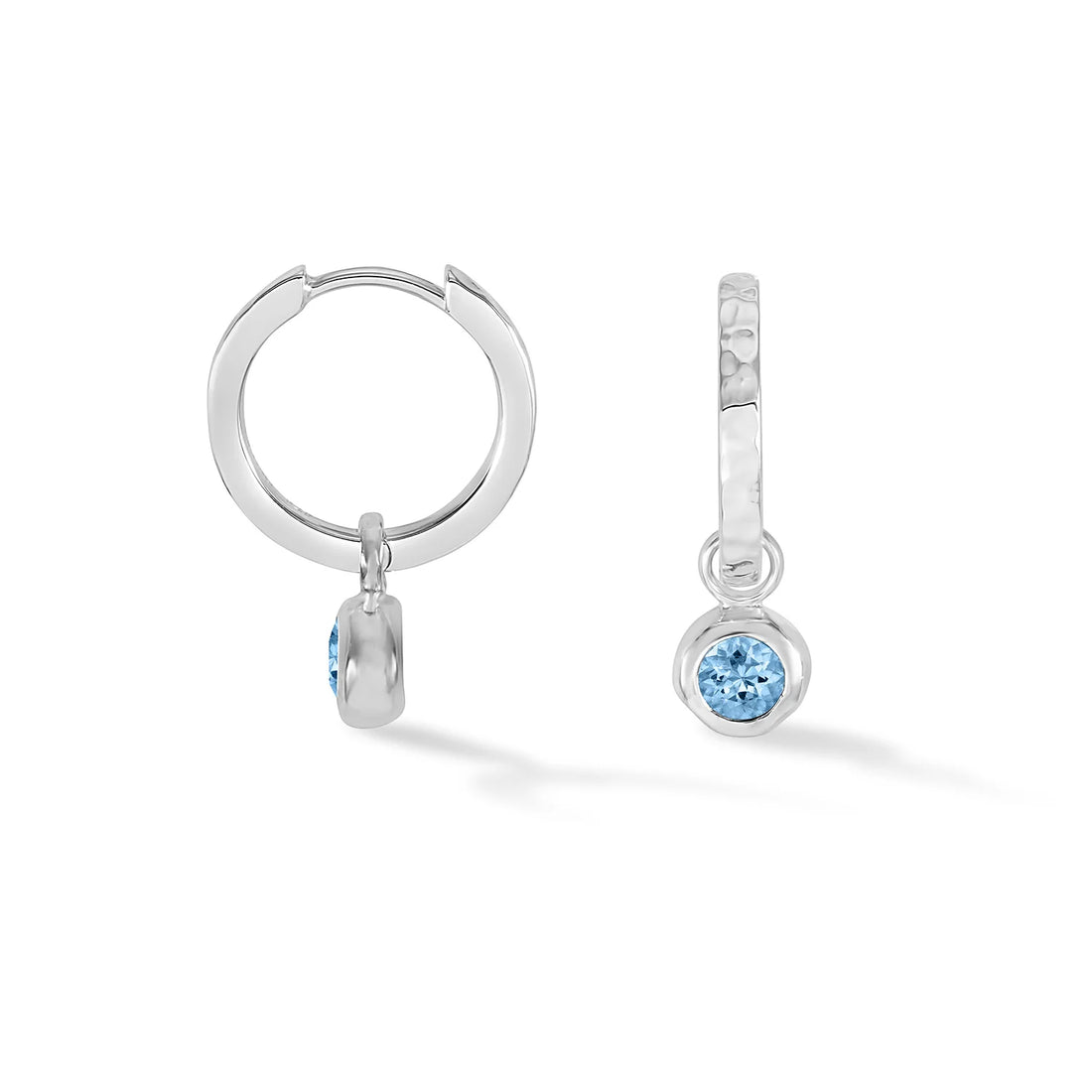 Blue Topaz Hammered Huggie Hoops