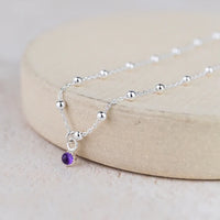 Silver Satelitte Anklet with Crystal Quartz