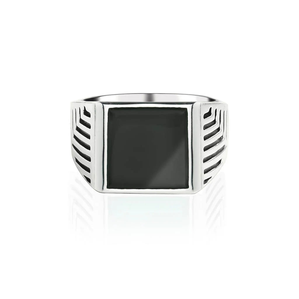 Sacred Universe Men's Signet Ring - Black Onyx