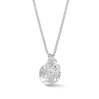 Silver Hammered Disc with White Topaz Necklace