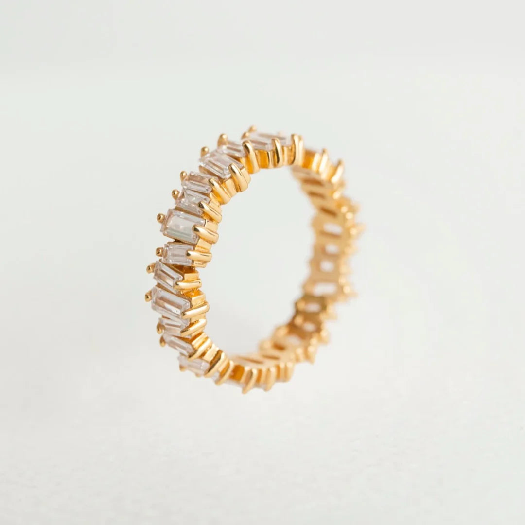Statement Sparkly Gold Baguette Ring