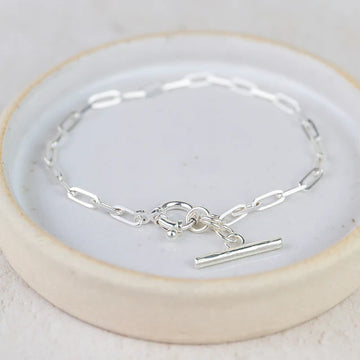 Sterling Silver T-Bar Chain Bracelet