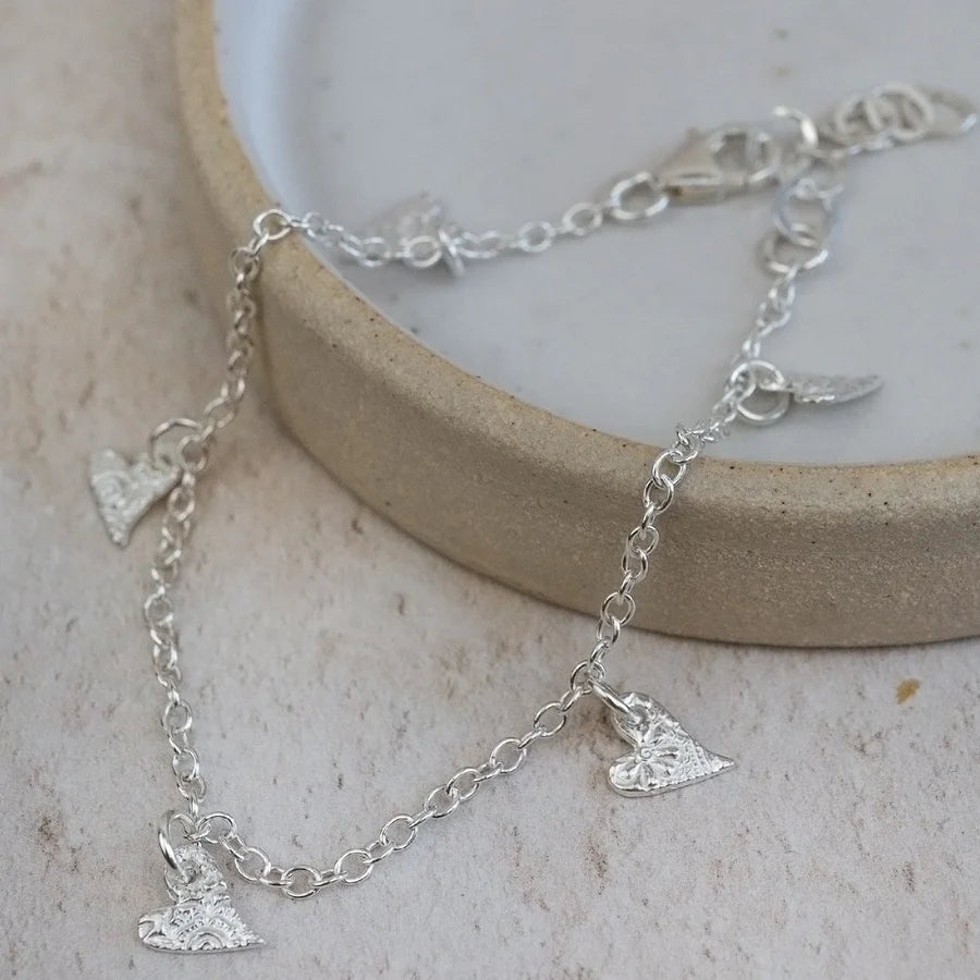 Silver Tilted Heart Bracelet