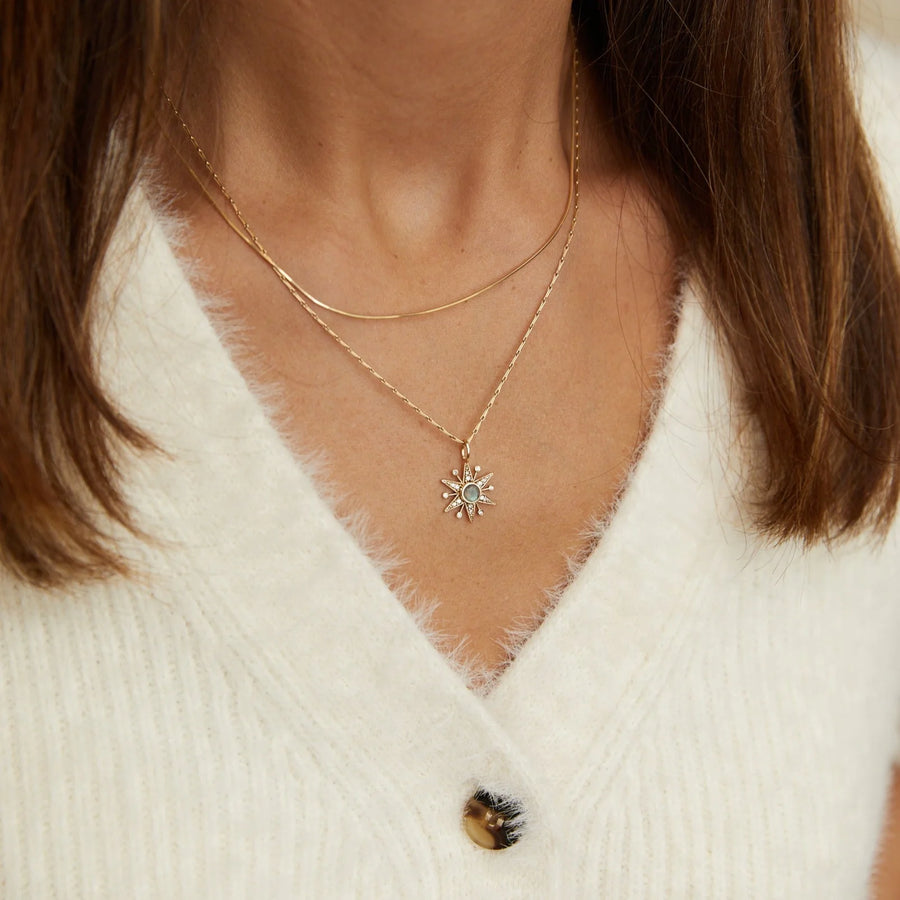 Diamond & Labradorite Star Pendant 9ct Gold