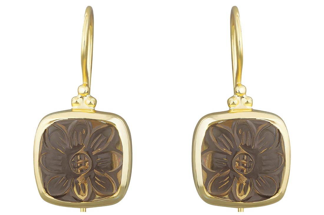 Anais Carved Smokey Quartz Earrings