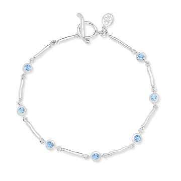 Silver Aquamarine Dewdrops Link Bracelet