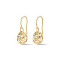 White Sapphire & Hammered Disc Array Earrings Gold Vermeil