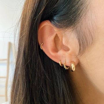 Beaded Hoop Earring 9ct Gold