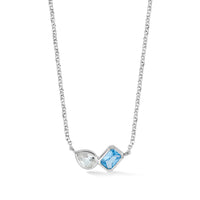 Blue & White Topaz Duo Tutti Frutti Silver Necklace