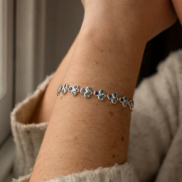 Silver Blues Trio Array Line Bracelet