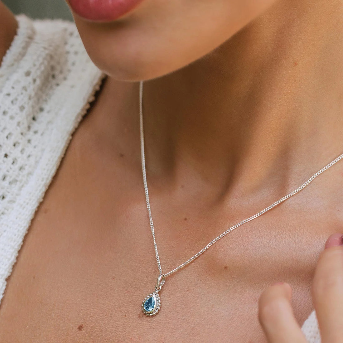Blue Topaz Silver Necklace