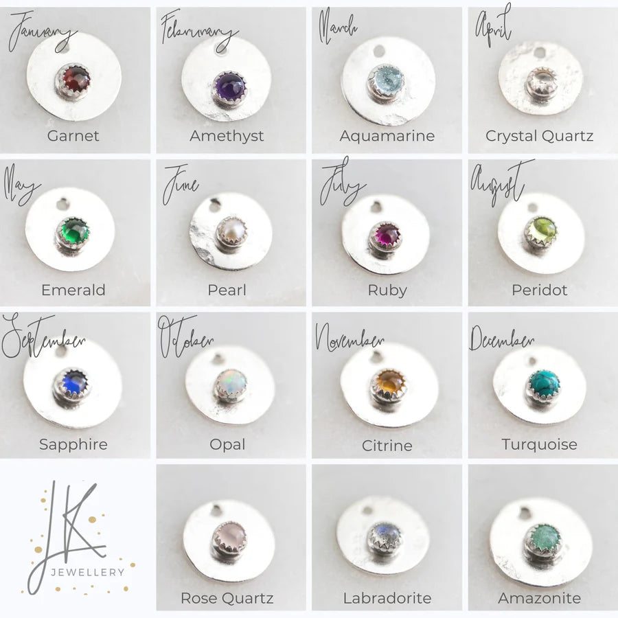 Sterling Silver and Birthstone Boho Hoop Earrings