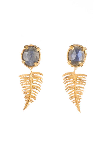 Gold Vermeil Botanical Nest with Fern and Labradorite Earrings