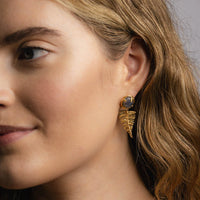 Gold Vermeil Botanical Nest with Fern and Labradorite Earrings