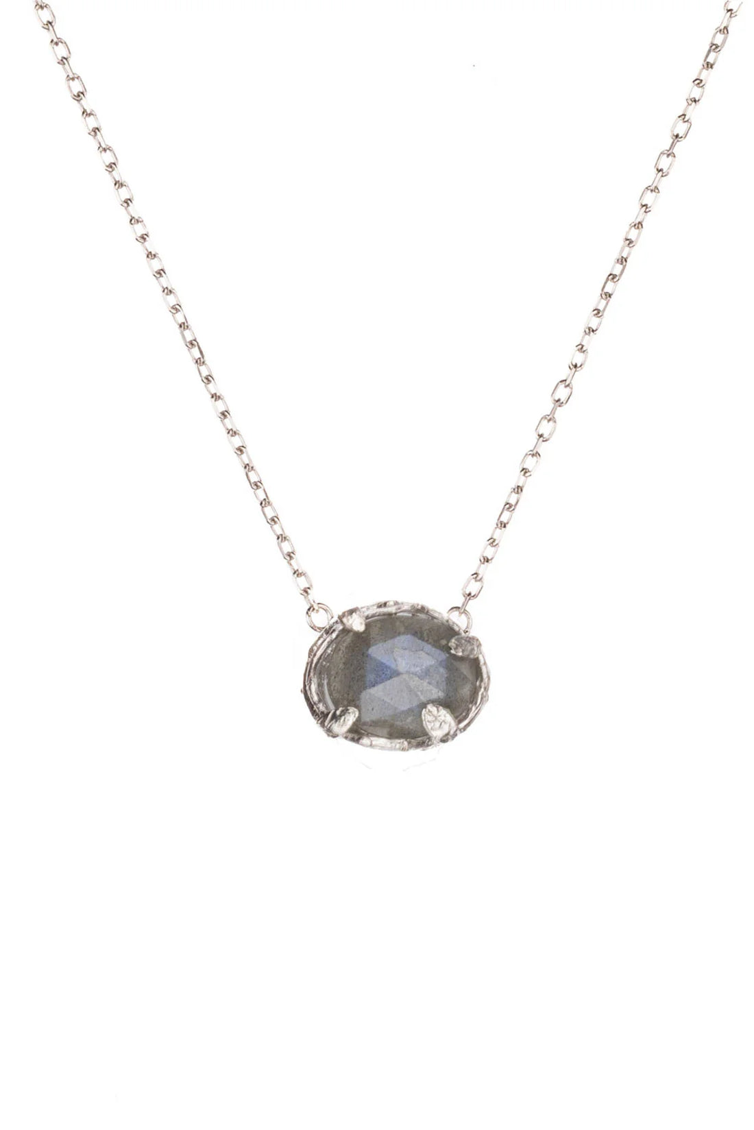 Silver Botanical Nest Pendant with Labradorite