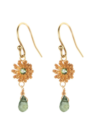 Gold Vermeil Dahlia Drop Briolette Earrings