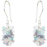 Silver Charlotte Aquamarine Bead Earrings