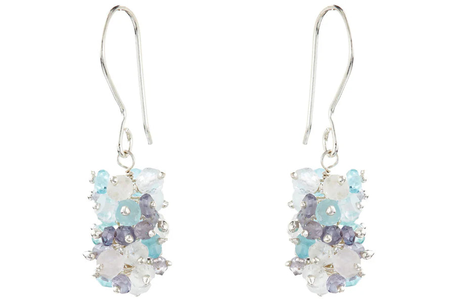 Silver Charlotte Aquamarine Bead Earrings