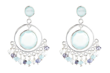 Sara Silver Aquamarine Circle Earrings