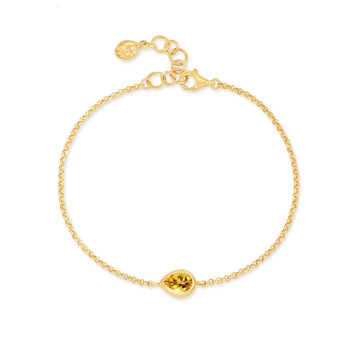 Gold vermeil Citrine Pear Chain Bracelet