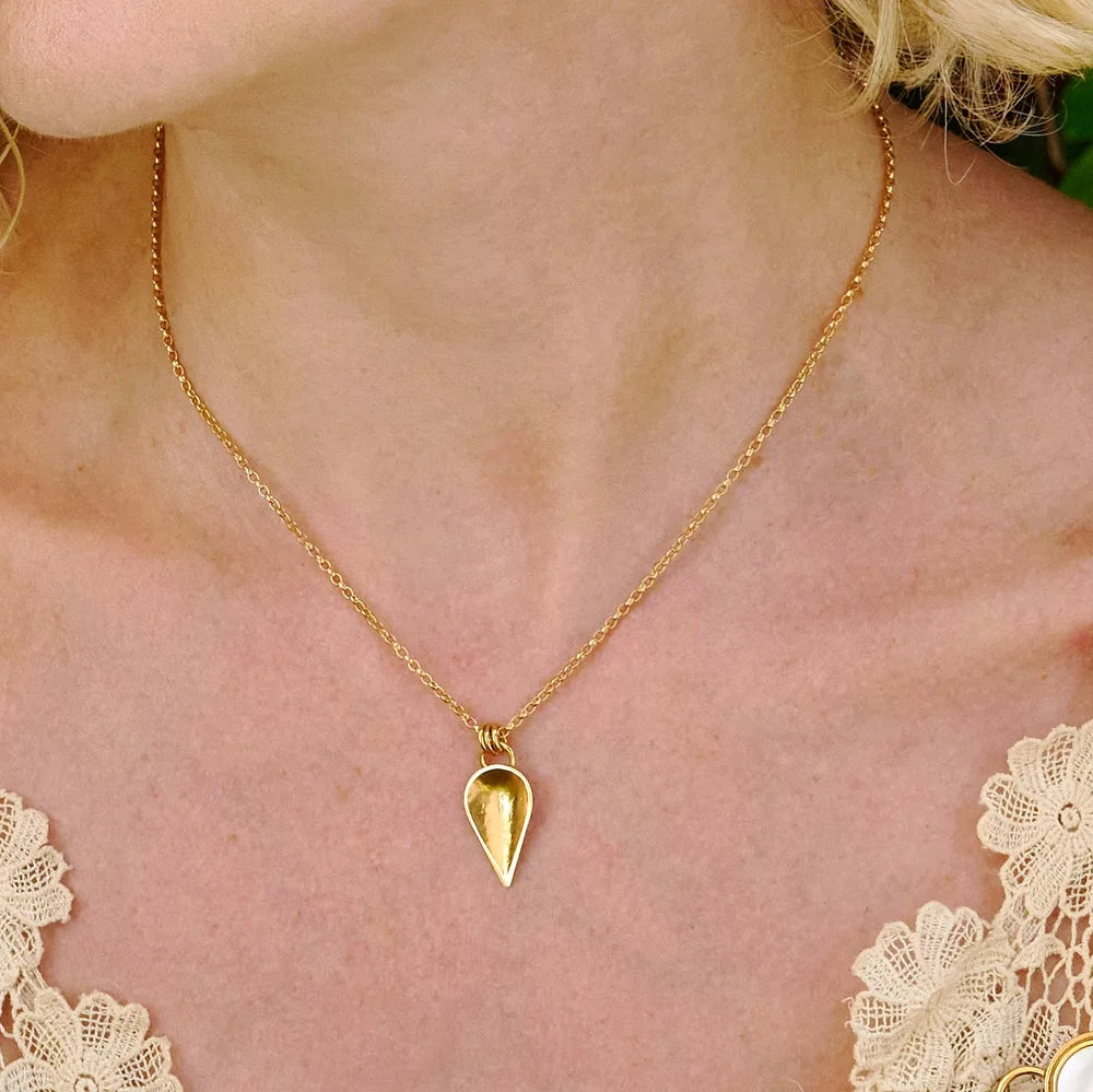 Gold Vermeil Cupped Leaf Pendant