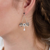 Gold Vermeil Dahlia and Leaf Earrings